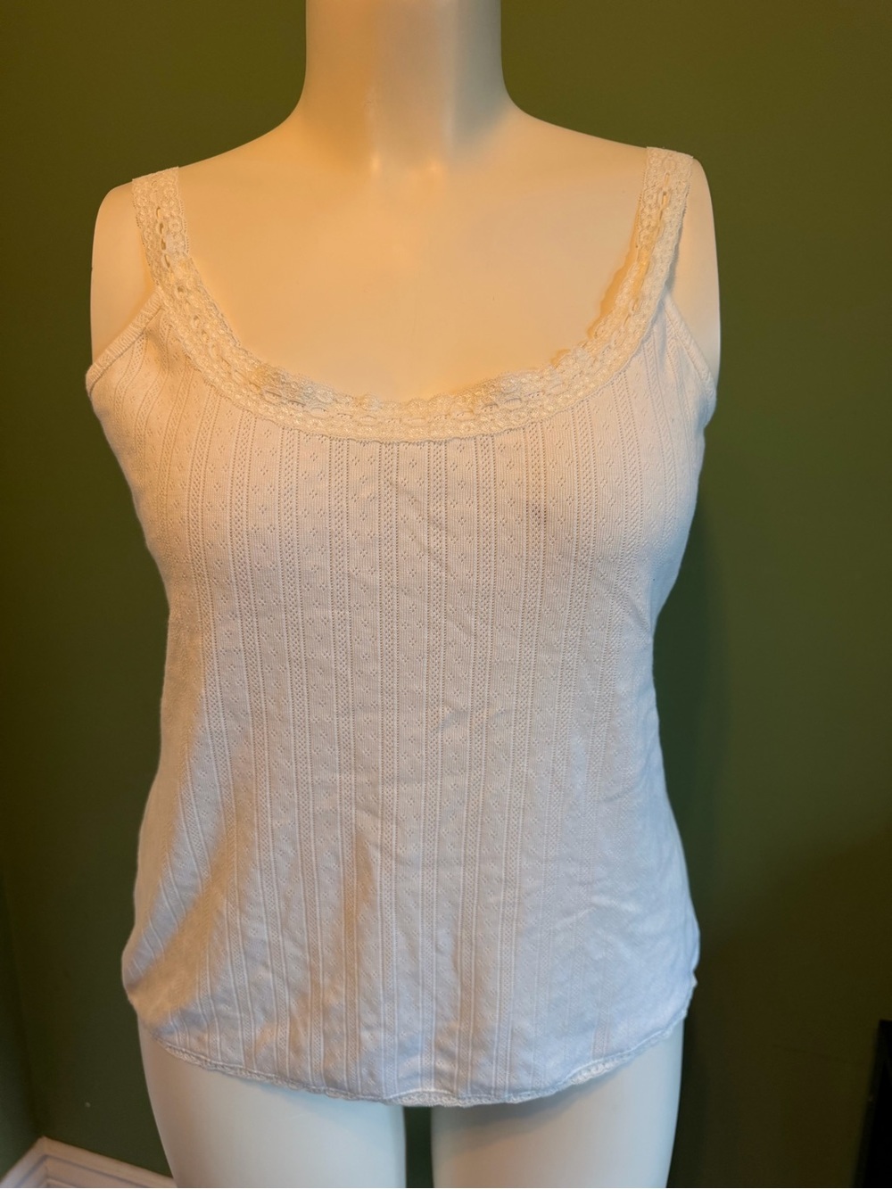 Women's Lace-Trim White Tank Top XL